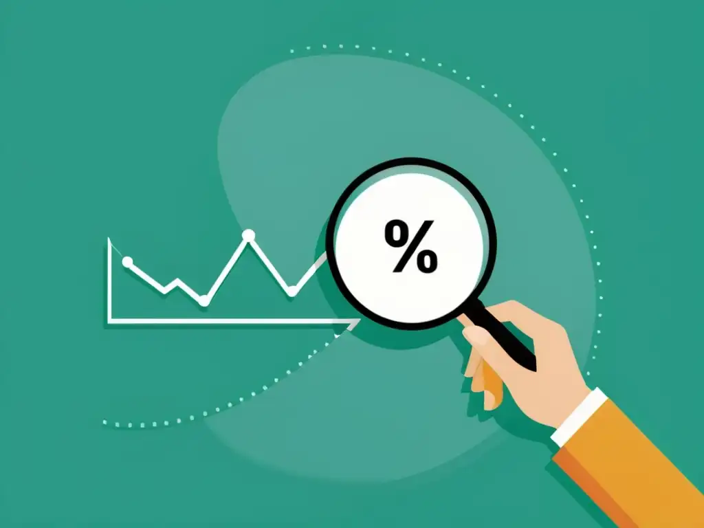 Un ilustración minimalista de una persona usando una lupa para recolección ética de datos en comercio electrónico, con un estilo limpio y moderno