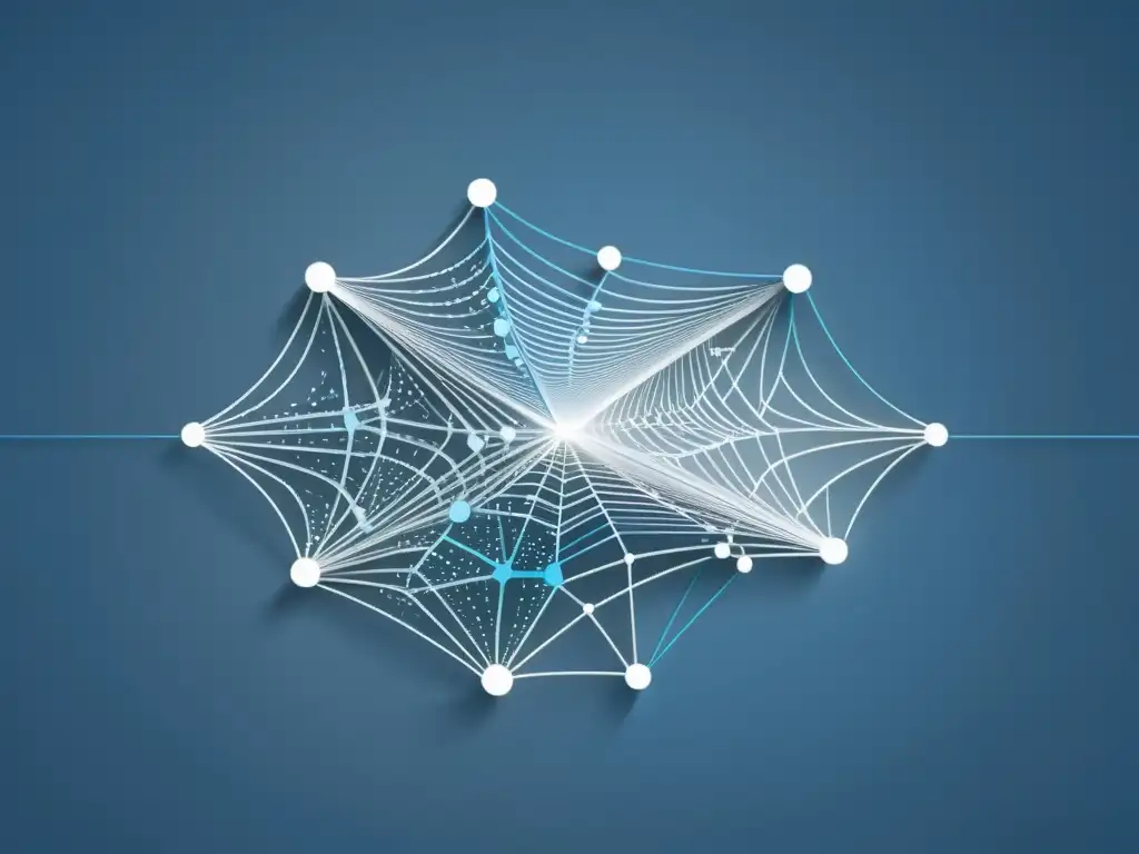 Una ilustración minimalista de puntos de datos interconectados formando una red, con algunos puntos difuminándose para representar datos anonimizados