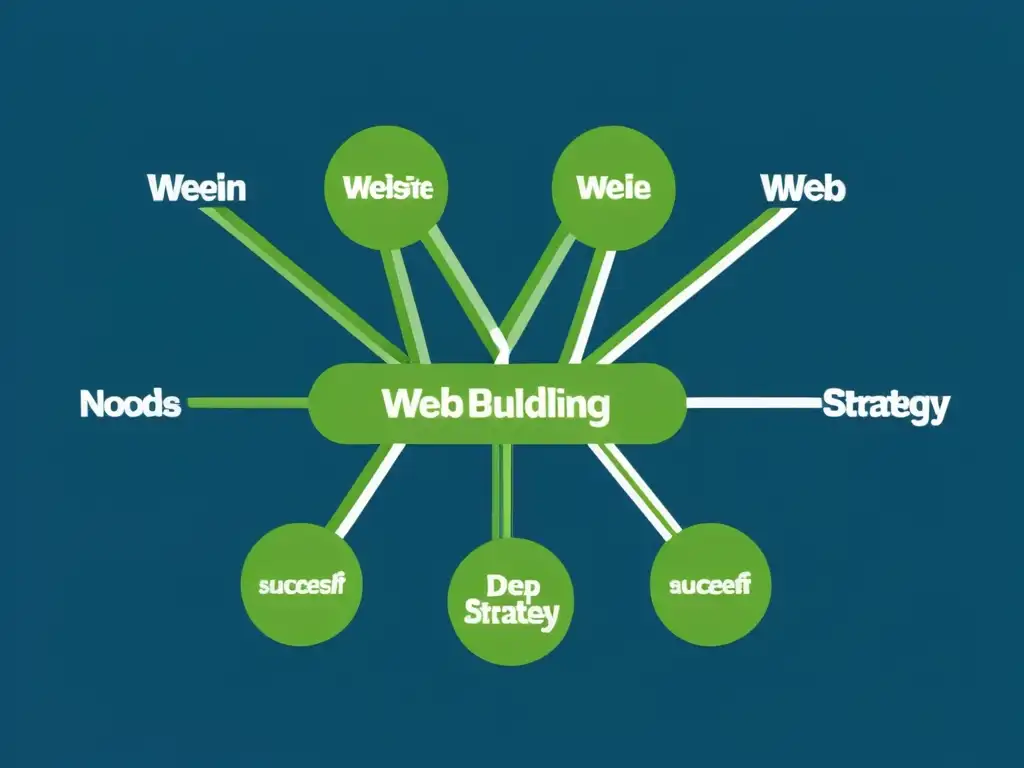 Una representación gráfica minimalista de una red de nodos interconectados que simboliza una estrategia exitosa de obtención de enlaces de calidad