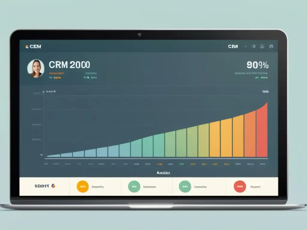 Interfaz CRM moderna con gráfico de análisis de sentimiento integrado, mostrando retroalimentación positiva y negativa