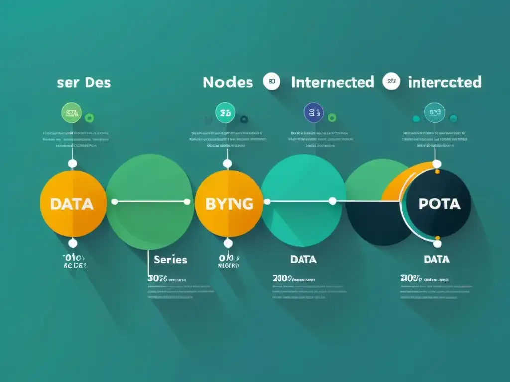 Representación gráfica moderna y minimalista de nodos e información interconectada, con una paleta de colores fríos