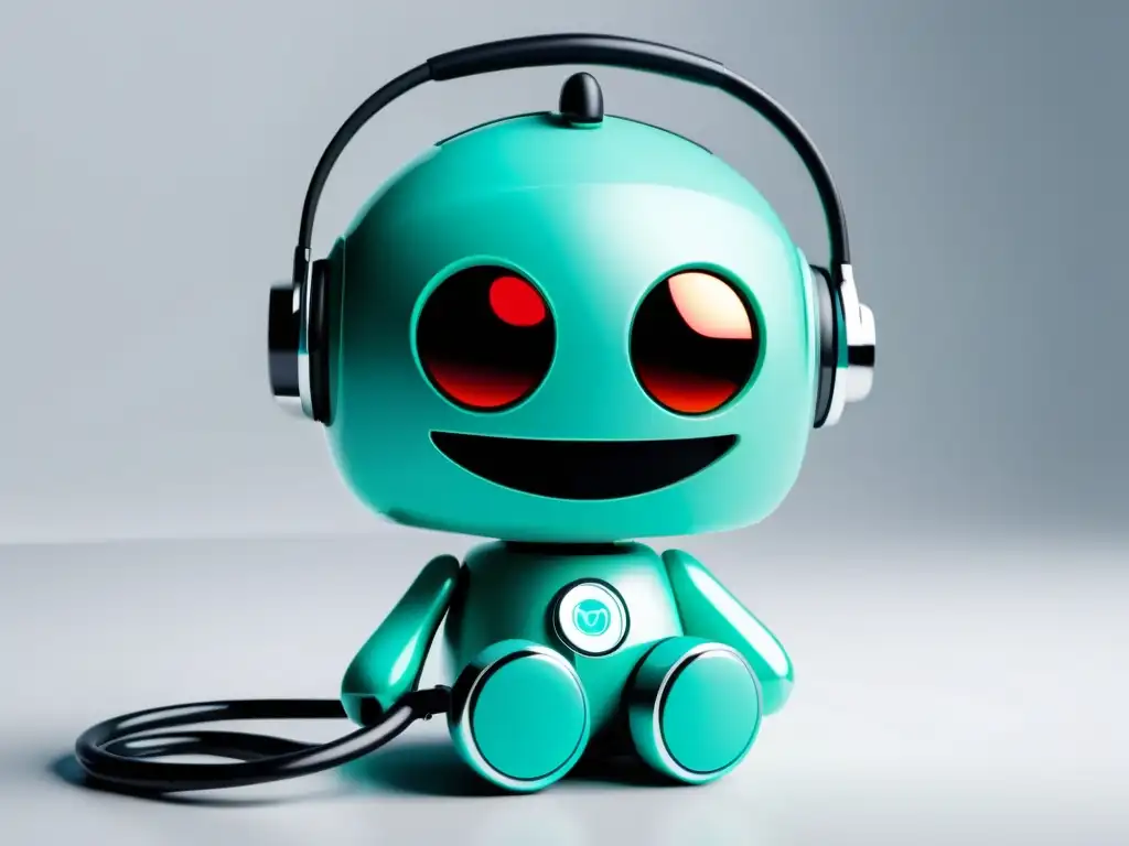 Un moderno chatbot sonriente con estetoscopio, simbolizando profesionalismo y tecnología