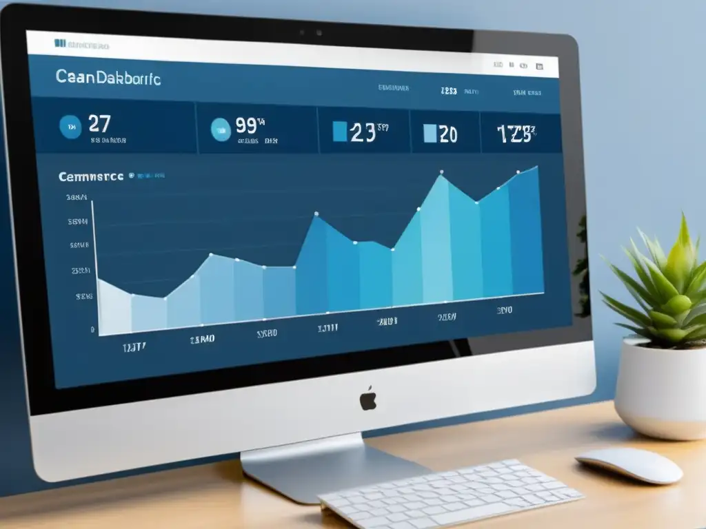 Un moderno panel de control de tienda online en un monitor de alta resolución, con diseño limpio y eficiente