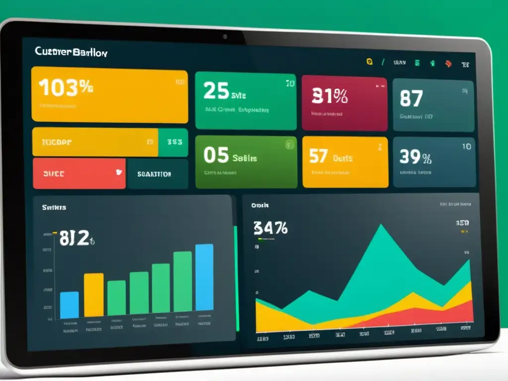 Un moderno panel en línea muestra datos de comportamiento de compra con gráficos coloridos, brindando beneficios del Big Data en CrossSelling