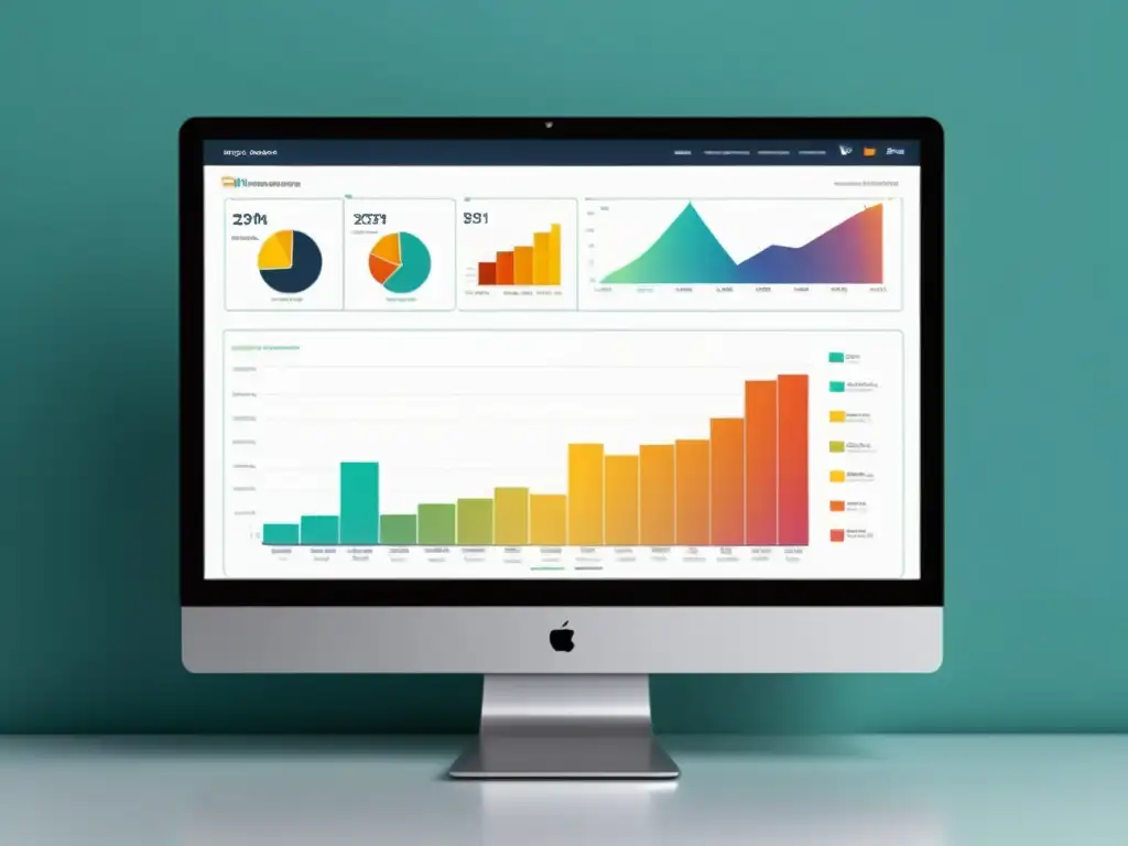 Monitor moderno muestra análisis competencia ecommerce big data con visualización de datos colorida y compleja