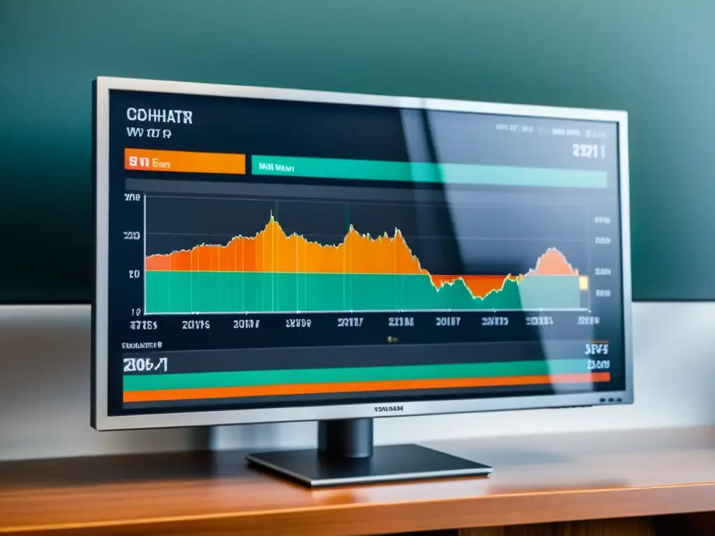 Monitor moderno muestra gráfico financiero detallado