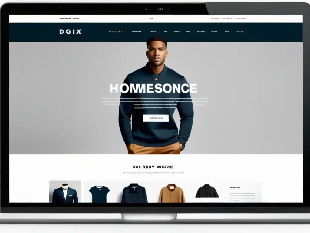 Mockup de página de inicio de ecommerce con diseño minimalista, elegante y profesional