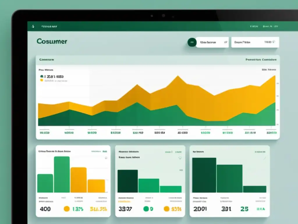 Panel de análisis de datos elegante y moderno mostrando tendencias predictivas de comportamiento del consumidor en ecommerce