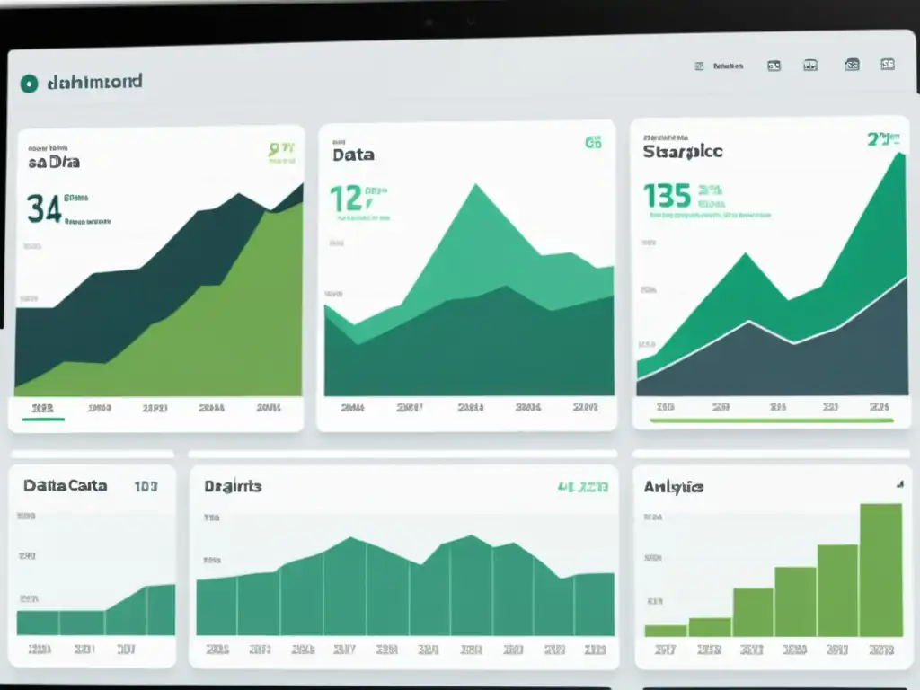 Panel de análisis de datos estratégicos para comercio electrónico con diseño moderno y gráficos detallados en tonos monocromáticos