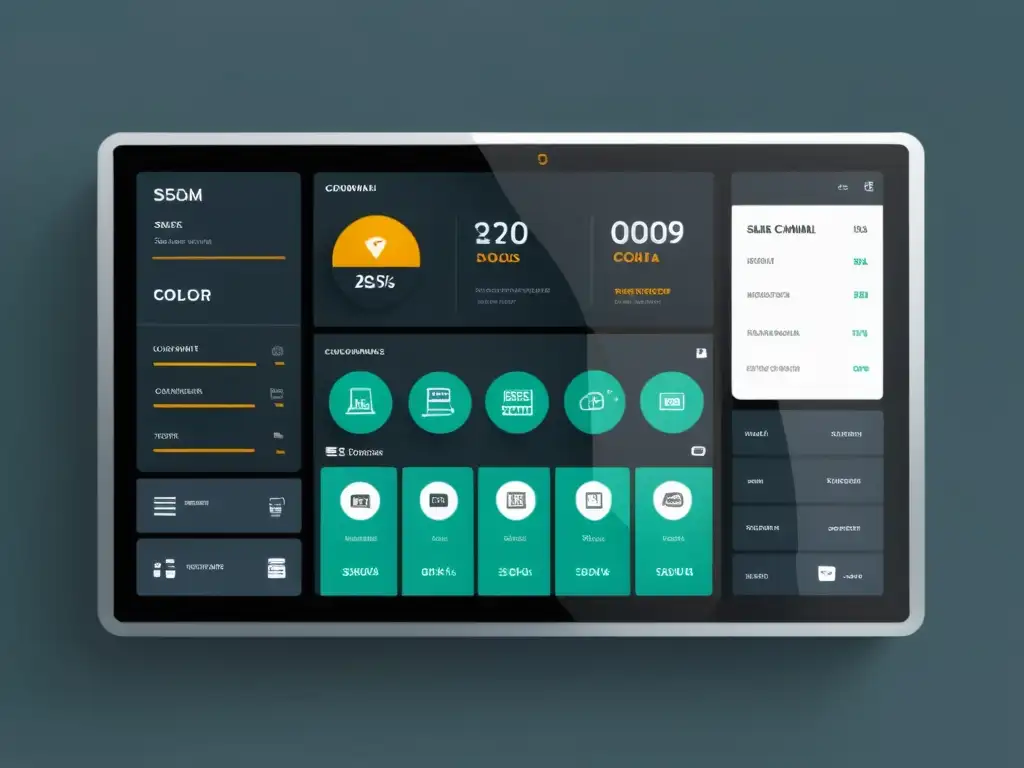 Panel de control eCommerce futurista, con automatización en la gestión multicanal y diseño minimalista de tonos monocromáticos elegantes