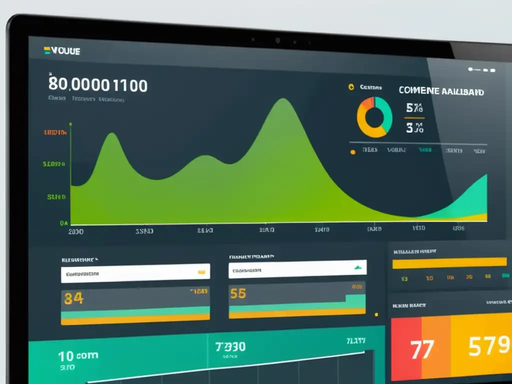 Panel de control ecommerce moderno y elegante con gráficos vibrantes de alta resolución