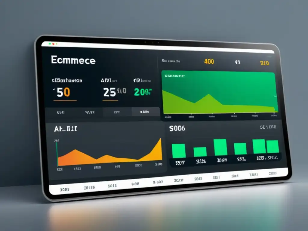 Un panel de control elegante y moderno para comercio electrónico, con integración de API intuitiva y visualización de datos en tiempo real