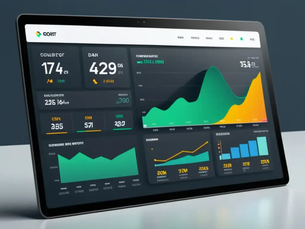 Panel de control futurista de ecommerce con análisis de datos avanzados