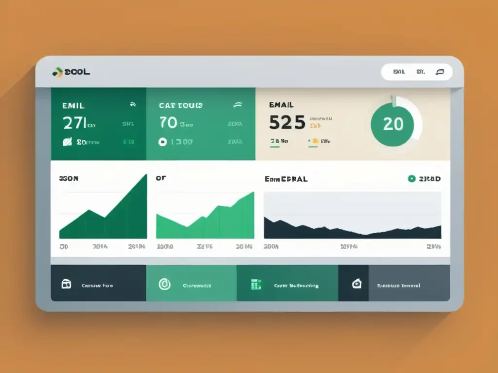 Panel de control moderno para email marketing, con herramientas esenciales para email marketing en un diseño minimalista y profesional