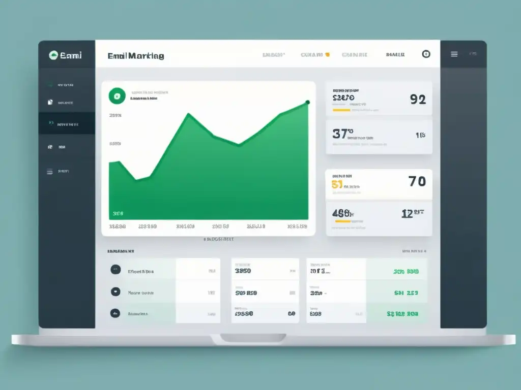 Panel de control moderno y minimalista para email marketing, con métricas clave