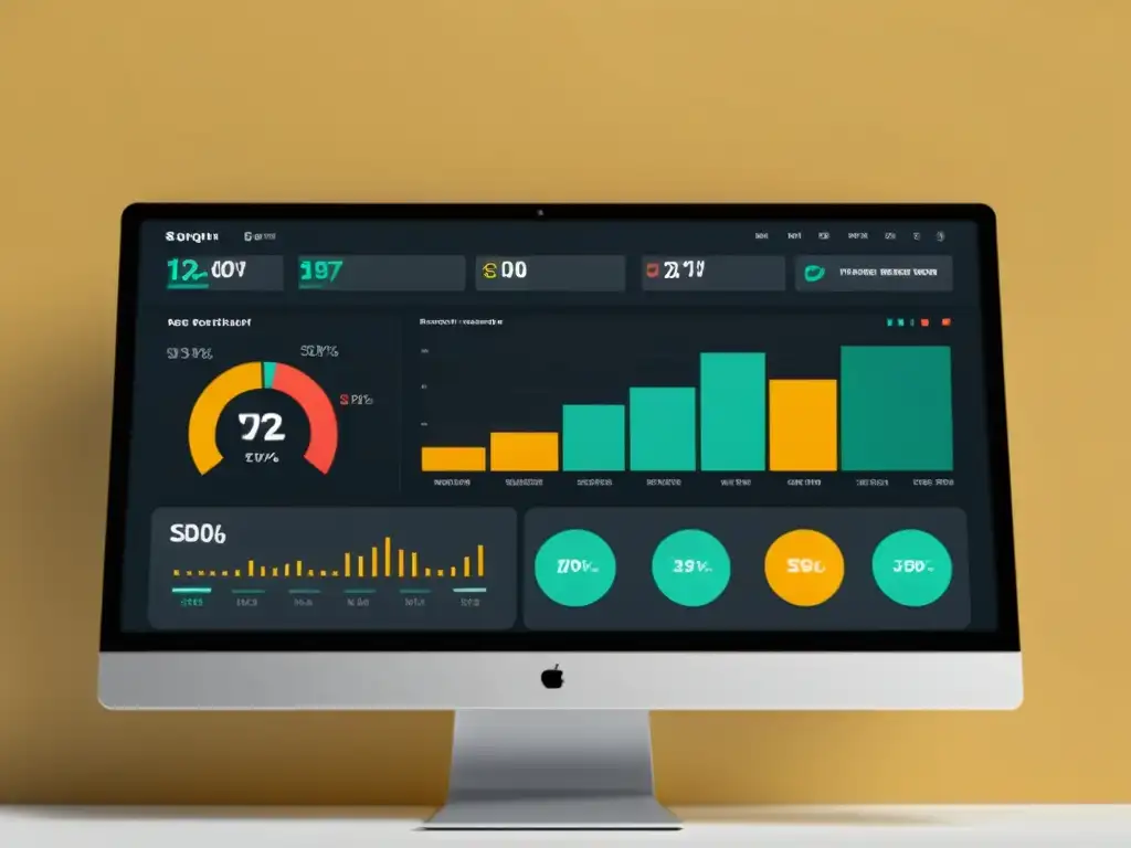 Panel de control moderno y minimalista de una tienda online, con gráficos de análisis de big data