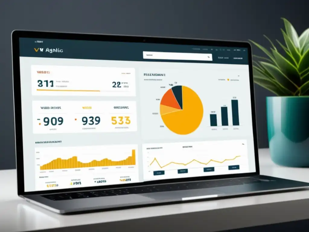 Panel de analítica web para ecommerce de moda con gráficos de tráfico, engagement y ventas, en un diseño moderno y minimalista