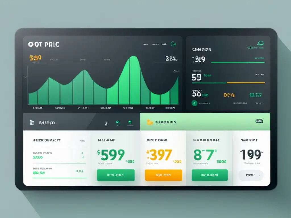 Panel de automatización de precios en comercio electrónico con diseño minimalista y datos en tiempo real, eficiencia y facilidad de uso