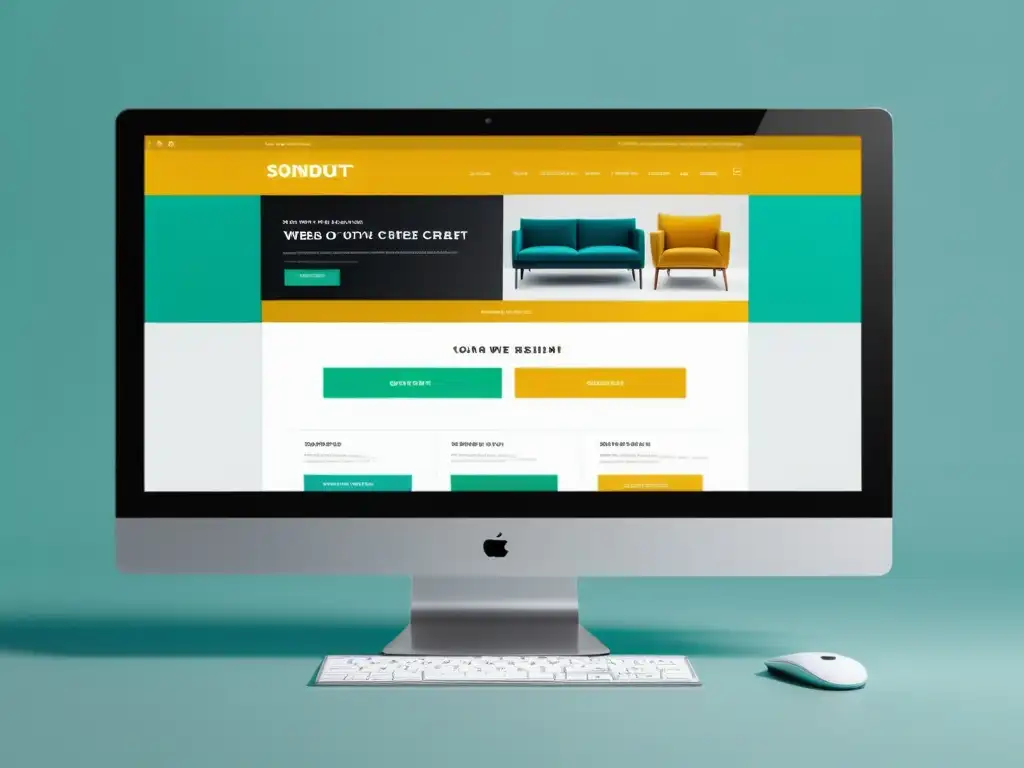 Una pantalla de computadora muestra un sitio web atractivo con diseño moderno y productos cautivadores