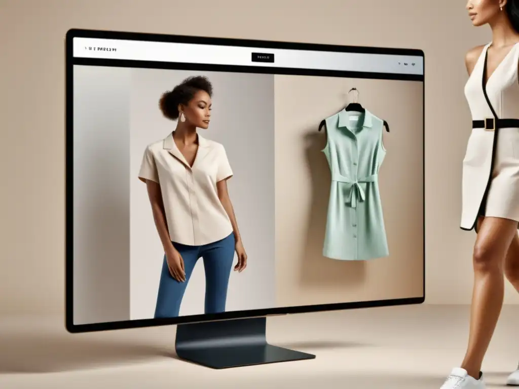 Persona probándose diferentes outfits en un probador virtual de moda online con tecnología de Realidad Aumentada