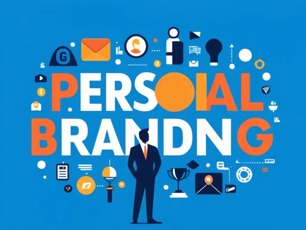 Un personaje se destaca con 'Personal Branding' rodeado de íconos que representan liderazgo, creatividad y networking