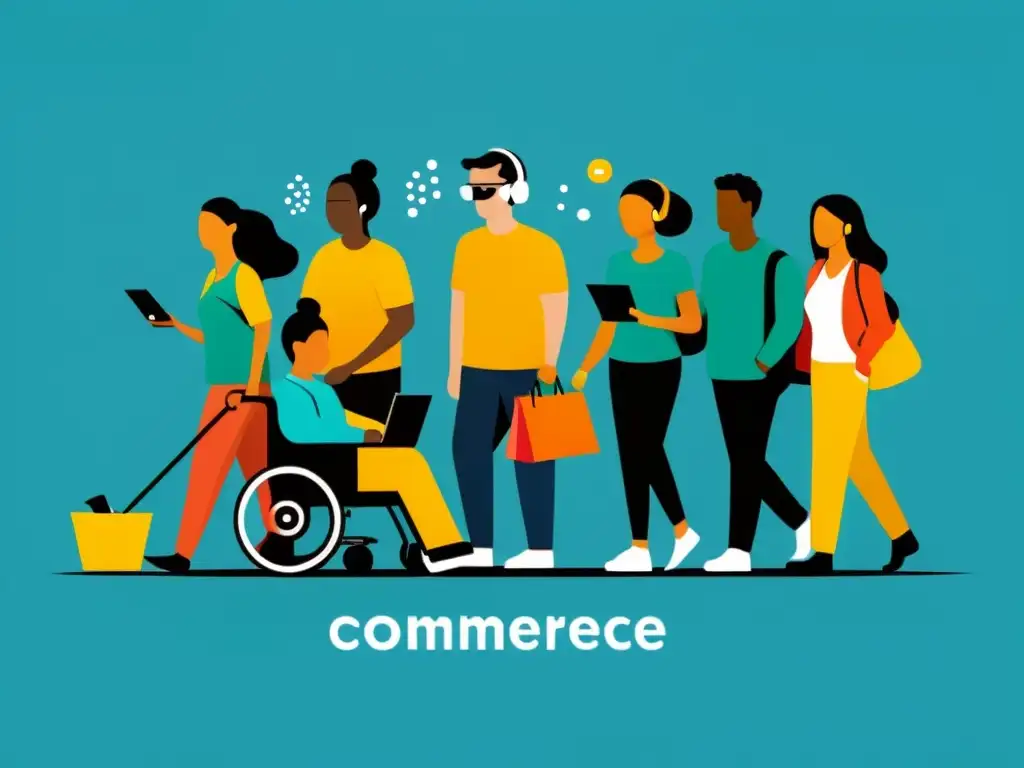 Personas con distintas habilidades utilizan tecnologías para ecommerce inclusivo en una experiencia de compra online inclusiva y accesible