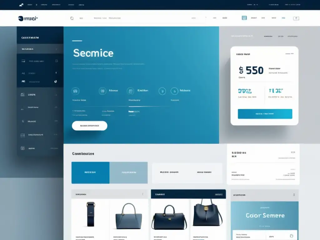 Plataforma ecommerce impacto SEO tienda: interfaz moderna y profesional, con herramientas de optimización SEO y navegación eficiente