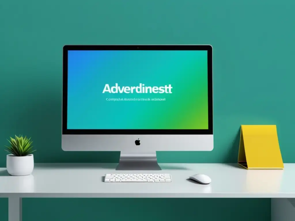 Publicidad online impactante en pantalla de computadora en oficina moderna