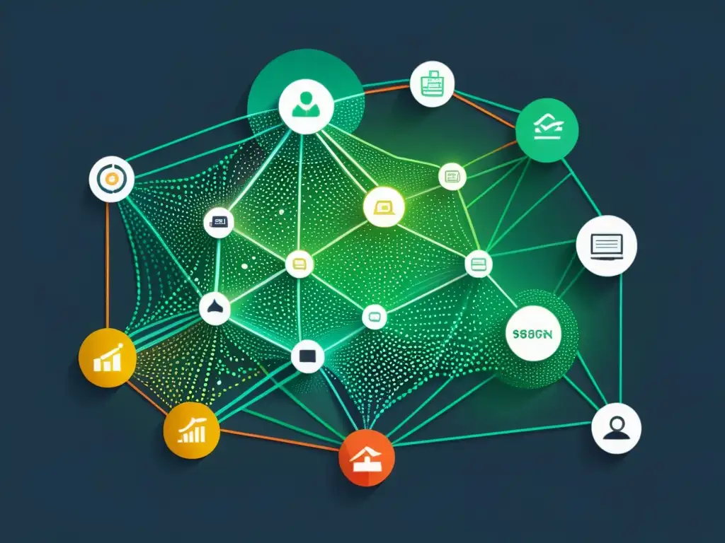 Una red de datos digital ultradetallada en 8k, mostrando Big Data para combatir fraude en ecommerce