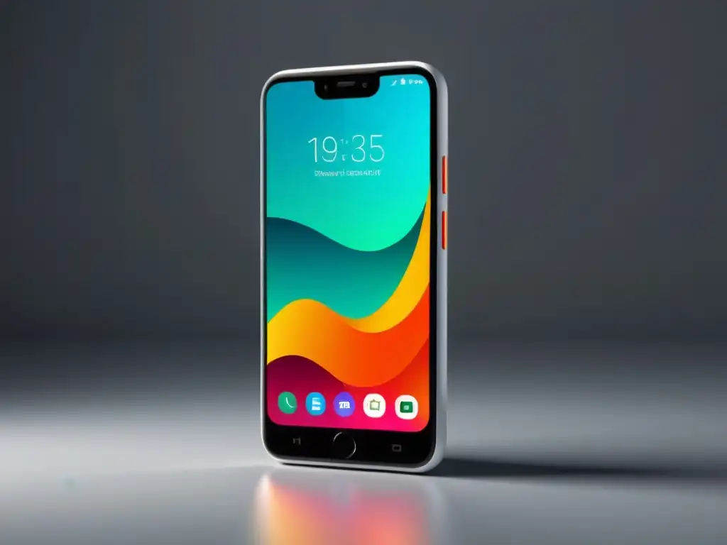 Un smartphone blanco minimalista muestra un producto personalizado en 3D con colores vibrantes y detalles detallados