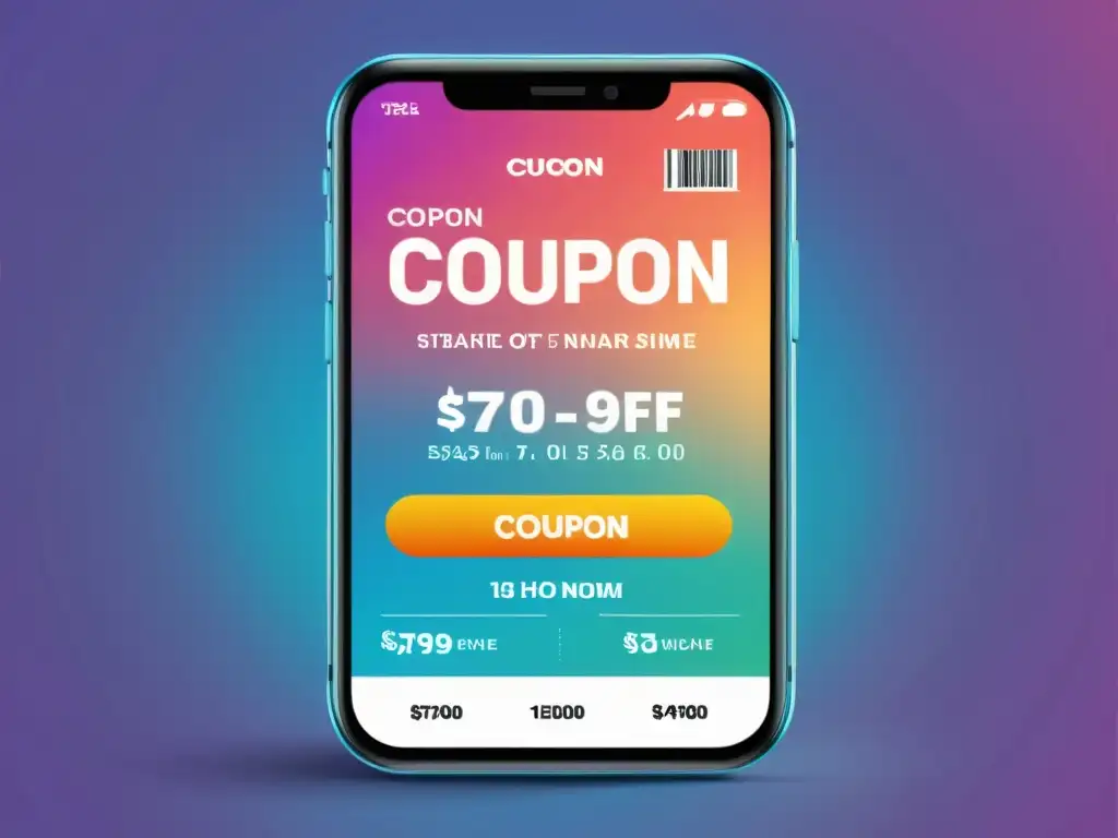 Un smartphone muestra un cupón personalizado, transmitiendo el concepto de estrategias de cupones personalizados de manera atractiva y profesional