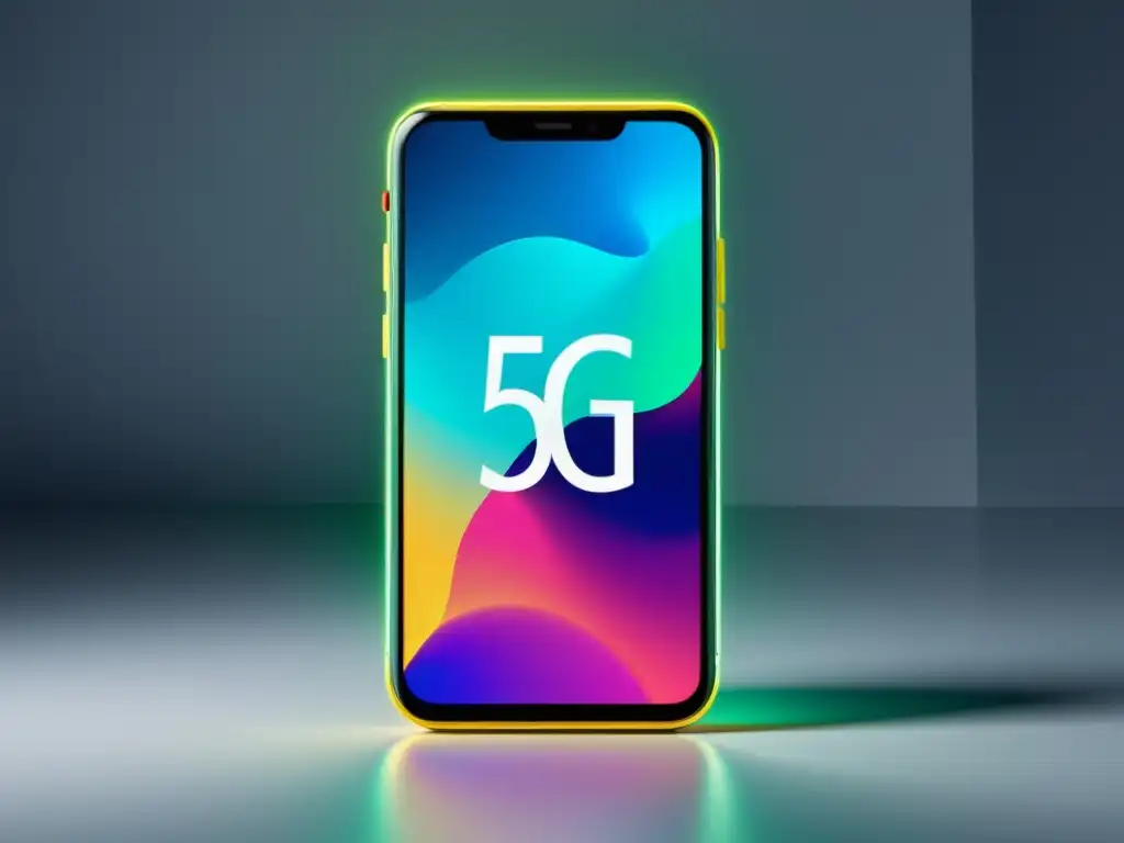 Un smartphone futurista muestra una web de comercio electrónico 5G de alta resolución