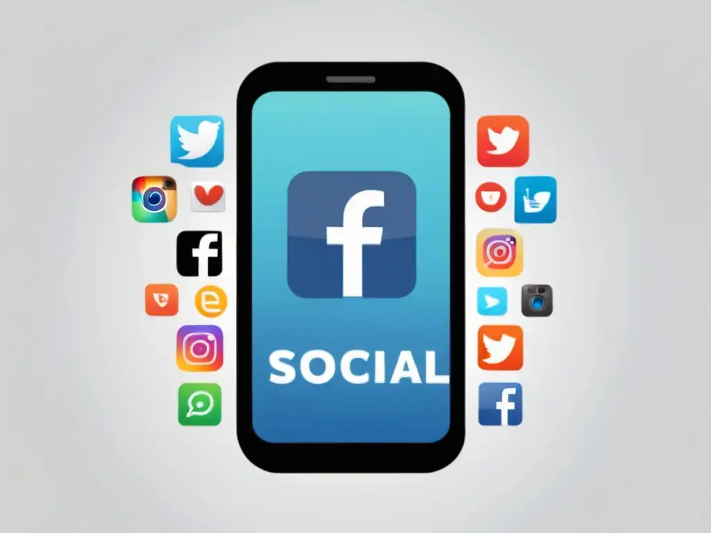 Un smartphone con iconos de redes sociales en la pantalla, reflejando el impacto de las redes sociales en las plataformas de ecommerce