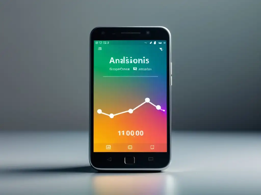 Un smartphone moderno muestra un gráfico de análisis de sentimientos en una plataforma de reseñas