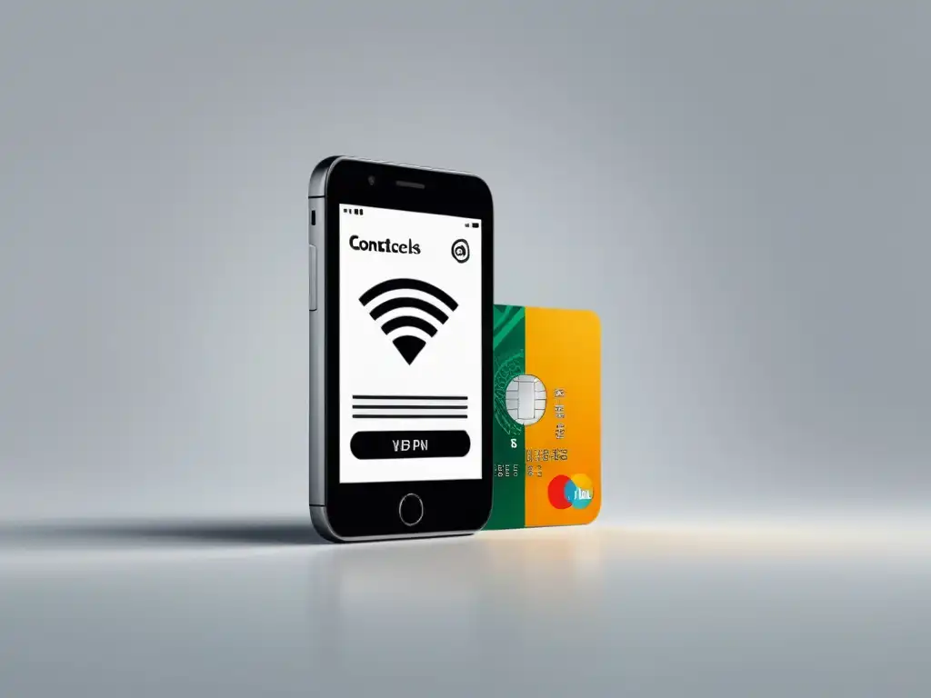 Un smartphone moderno con símbolo de pago contactless, destacando la conveniencia en el marco legal de pagos contactless en el comercio electrónico