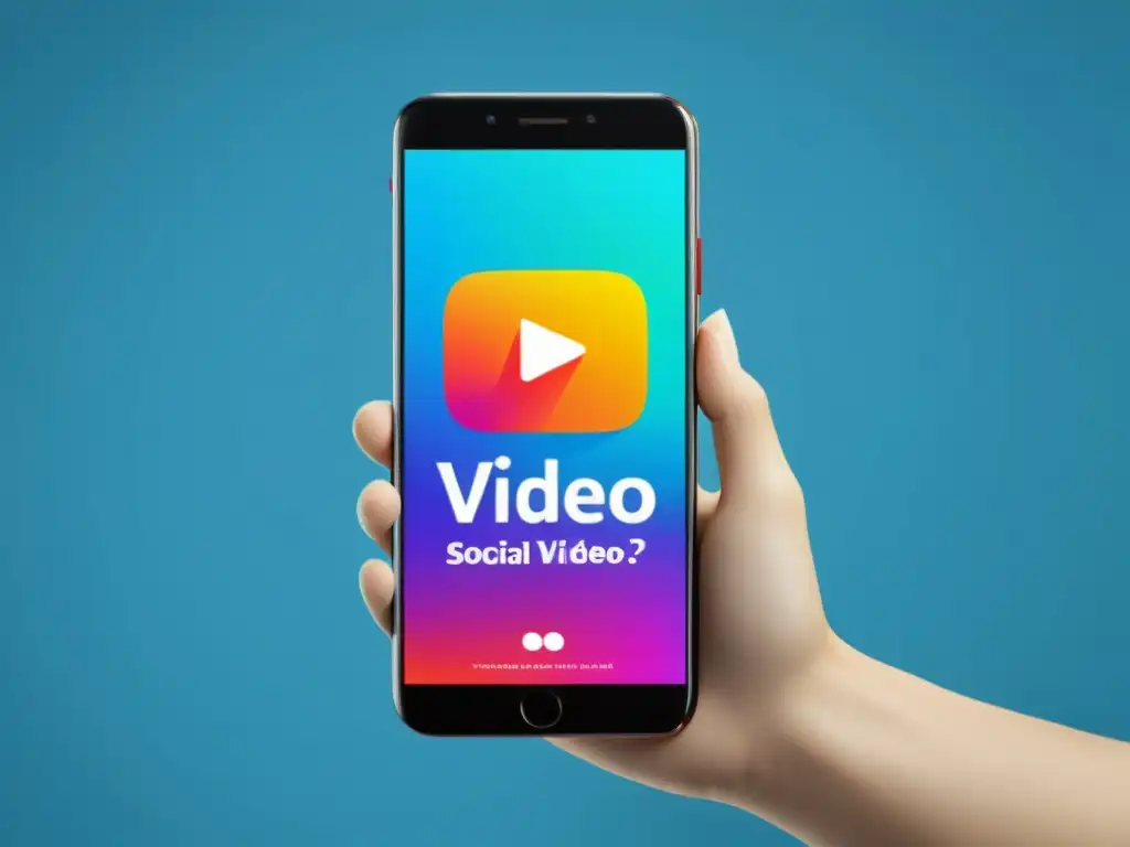 Un smartphone muestra un video publicitario vibrante en redes sociales