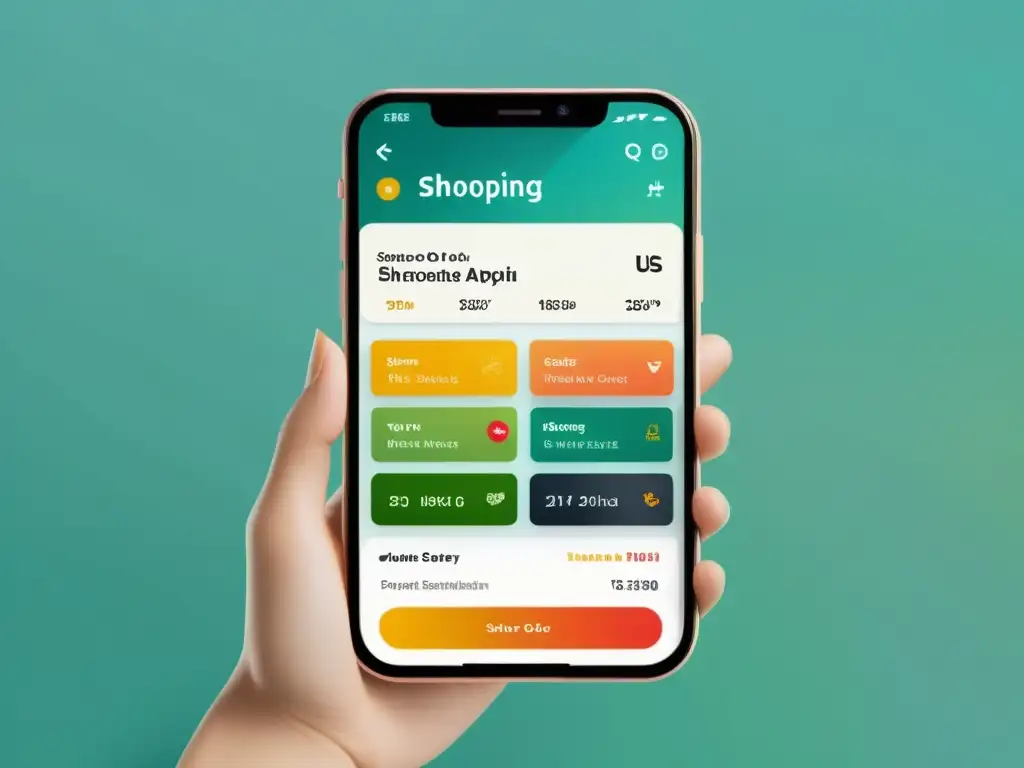 Teléfono inteligente moderno con pantalla de app de compras personalizadas, reflejando estrategias de personalización en el mercado global