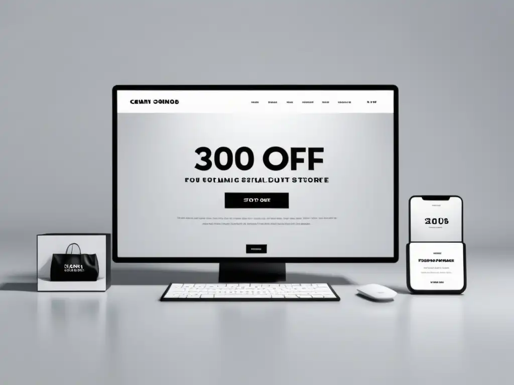 Tiendas popup virtuales estrategia ecommerce: Elegante tienda virtual con productos modernos en un ambiente minimalista y sofisticado