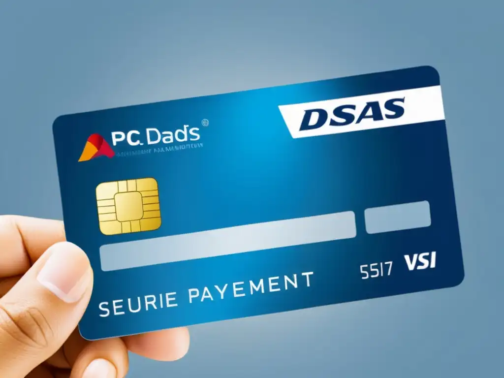 Transacción segura de pago en línea con énfasis en el logo de cumplimiento PCI DSS para ecommerce