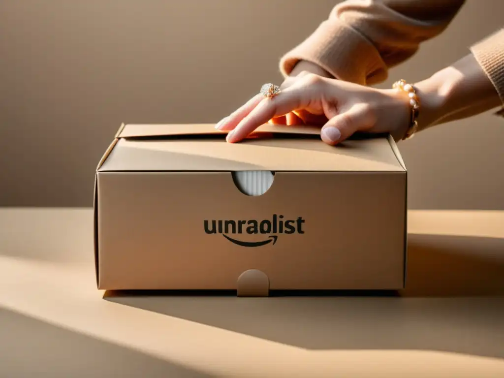 Unboxing de una caja elegante, resaltando la importancia del packaging en ecommerce