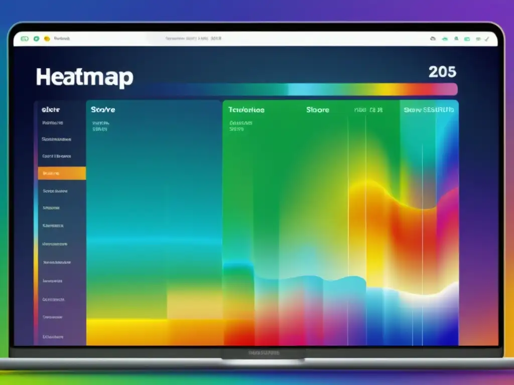 Vibrante mapa de calor detallado de comportamiento de usuarios en una página web