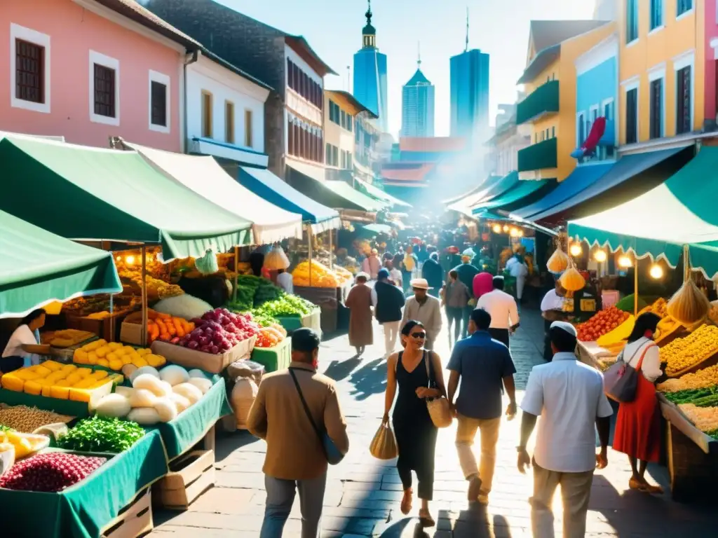 Vibrante mercado al aire libre en economía emergente potencia industria turística