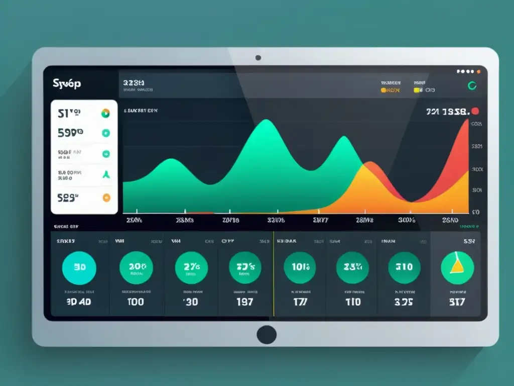 Vibrante panel de visualización de datos comercio electrónico con gráficos dinámicos y moderna estética futurista