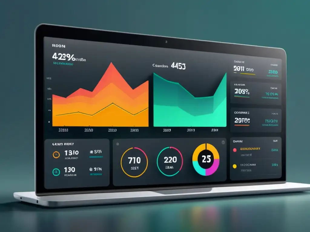 Vista detallada de un panel de automatización del marketing en Ecommerce, con visualizaciones de datos y gráficos dinámicos