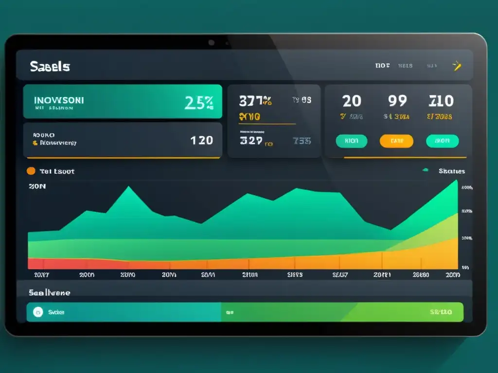 Vista de panel de control futurista para análisis de datos en tiempo real en ecommerce