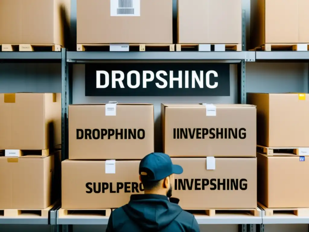 Comparación visual de Dropshipping vs Inventario Propio en ecommerce, ilustrando diferencias clave de forma minimalista y atractiva